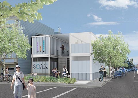 Rebar设计旧金山集装箱改造的环保型城市公共澡堂